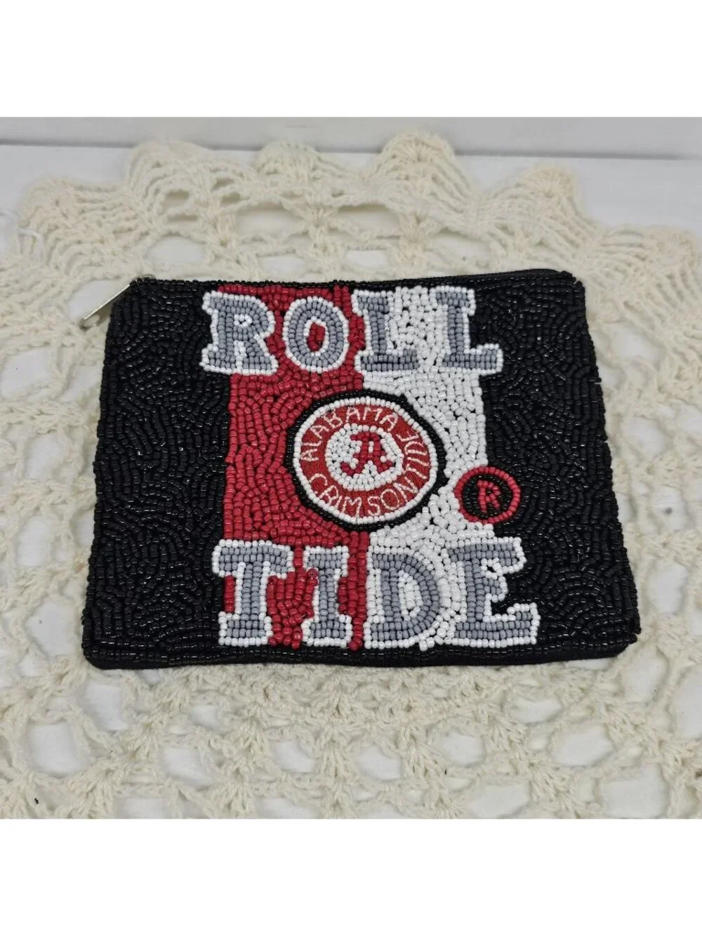 Roll Tide Alabama Crimson Tide Beaded Zip Coin Purse Game Day Accessories